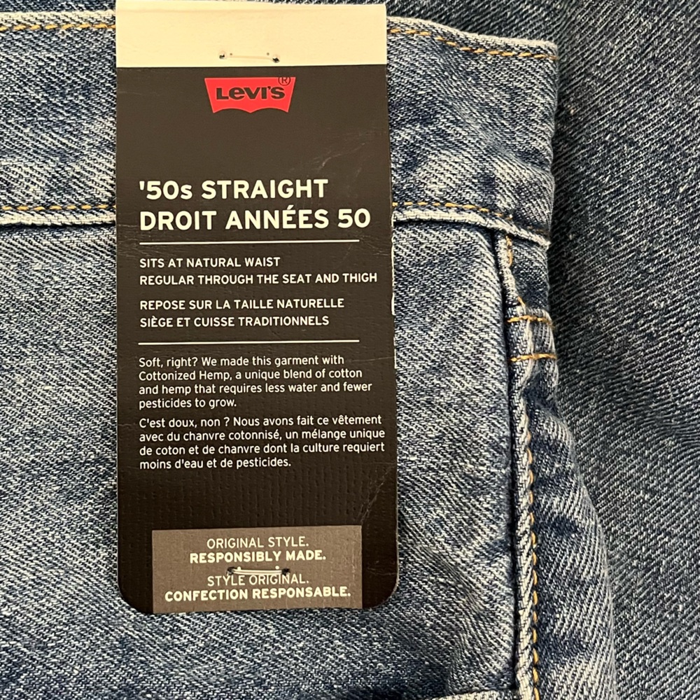 NWT Levi's 50s Straight Denim Jeans Medium Rinse Blue Size 36 - Picture 6 of 11